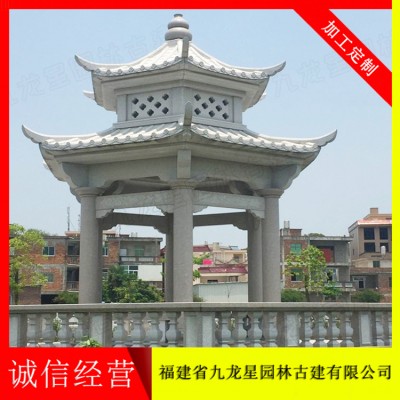 石雕涼亭 石雕六角亭子 景觀花崗石亭子 石頭涼亭生產廠家