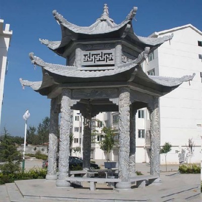 青石涼亭，石亭，八角亭，六角亭，單層石亭雙層石亭廠家直銷