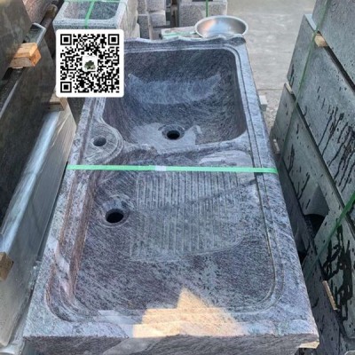 天藍色系列洗衣池 雙池帶搓衣板波浪線批發