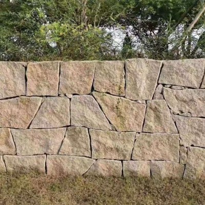 花崗巖亂紋壘墻 黃銹石黃金麻系列墻飾 矮墻裝飾