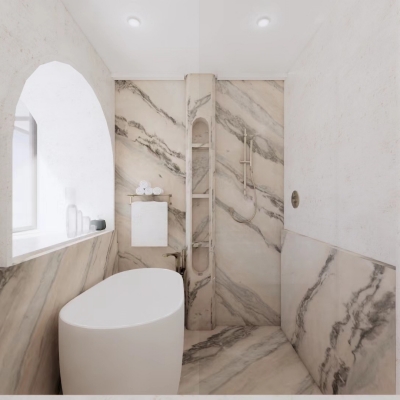 煙脂粉粉色大理石衛浴裝飾