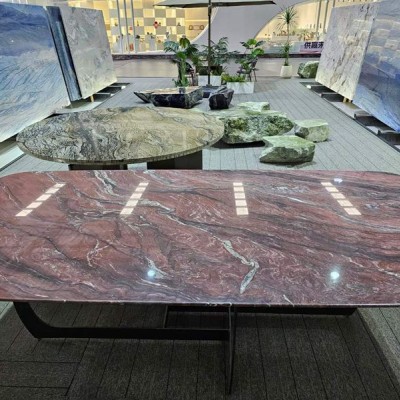 巴西天然奢石：紅絲綢。 尺寸2800?1200?760。 可用做餐桌、會議桌、辦公桌等。 清倉處理：特價出售！