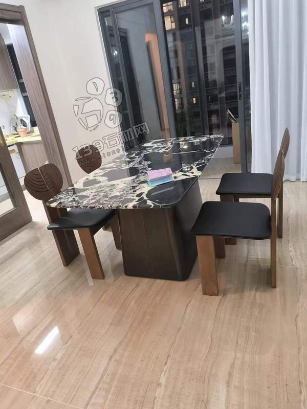 撿漏的特價寶格麗黑大理石餐桌圓桌
